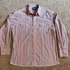 Wrangler Men's Casual Striped Shirt - Red, White, and Tan